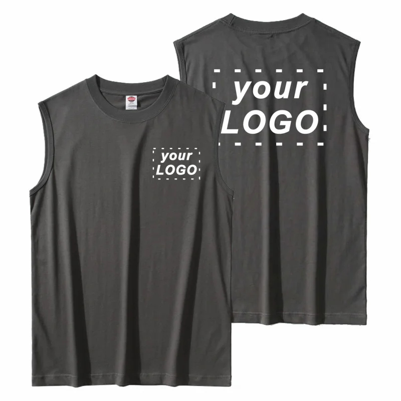 

Loose cotton round neck sleeveless vest for spring and summer, customized printing company LOGO, fitness vest for men and women