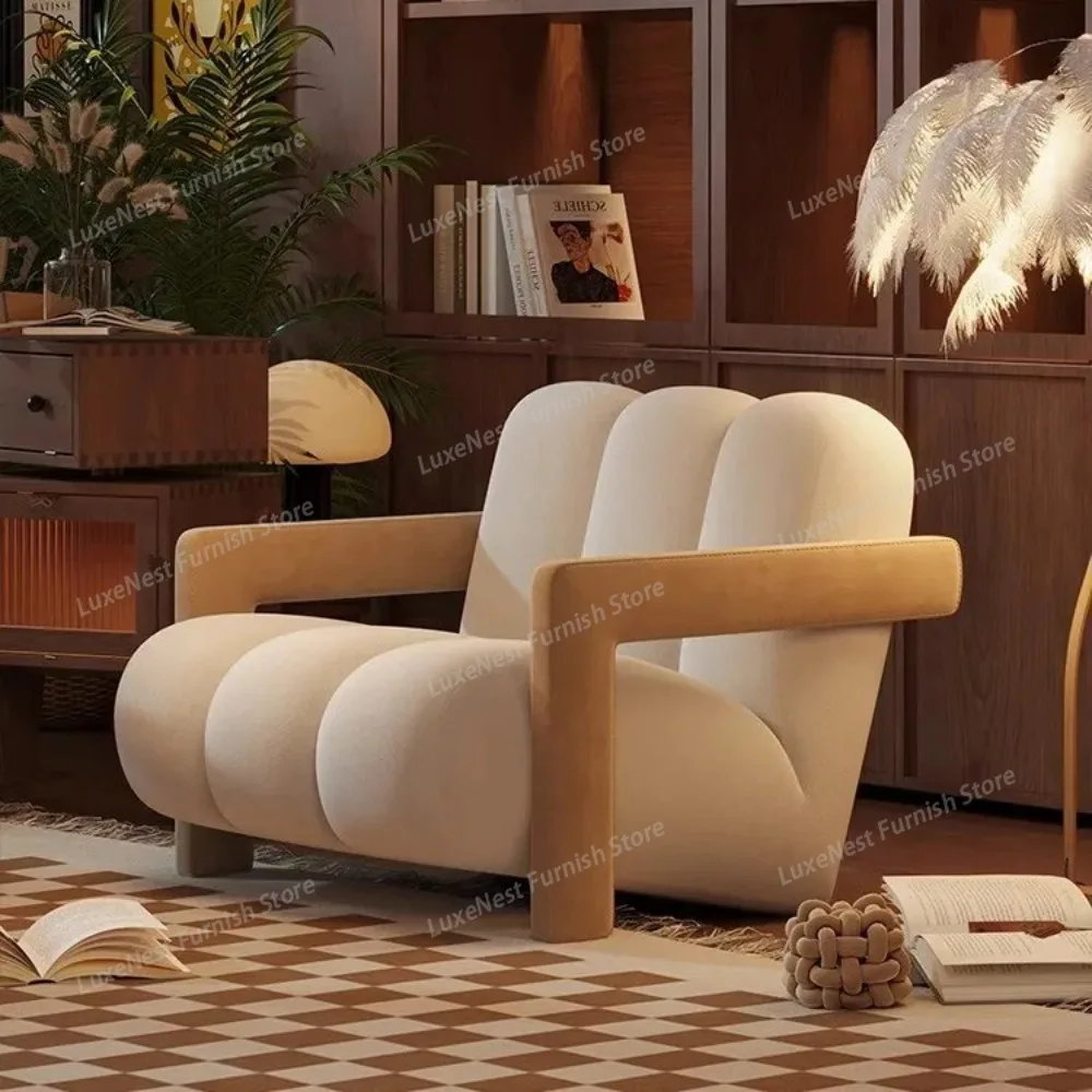 Vintage Design Accent Chair for Small Spaces Living Room Single Seater Sofa for Modern Home Office Reception Area Tech