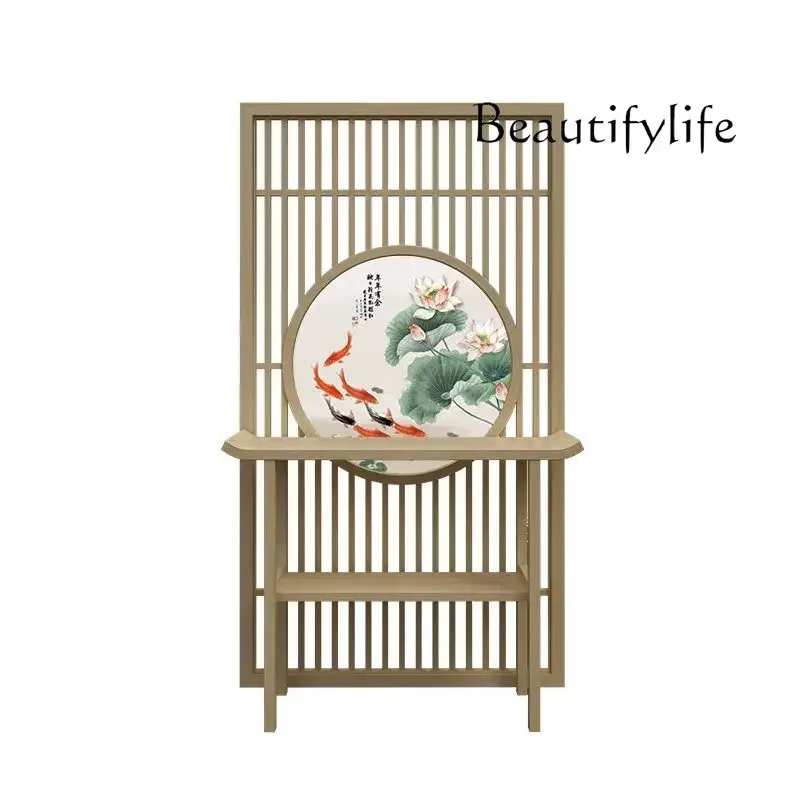 

solid wood screen partition mobile seat screen living room shielding fence lotus flower without nails tenon and mortise