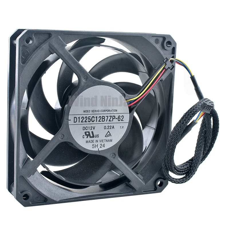 D1225C12B7ZP-62 12cm 120mm fan 120x120x25mm DC12V 0.22A 4pin Sickle blade cooling fan for chassis CPU water cooling