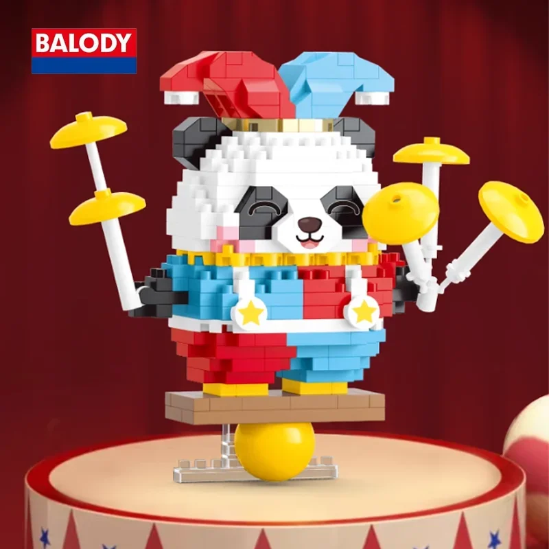 BALODY Kawaii Food Party Series Lotso 3D kartun sirkus Panda Puzzle blok bangunan pendidikan mainan koleksi hadiah ulang tahun