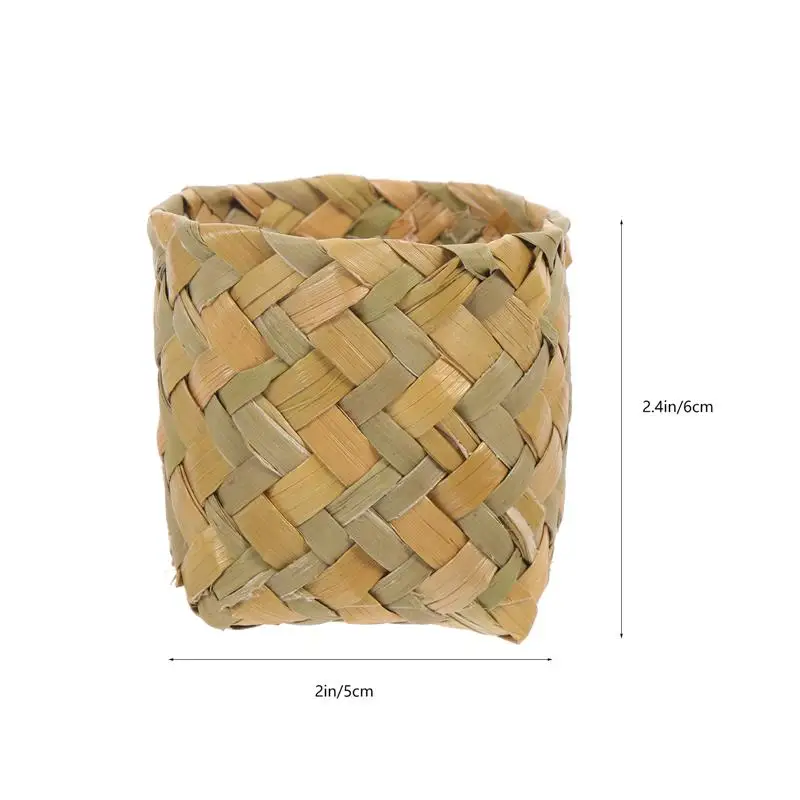 10pcs Straw Woven Candy Boxes Engagement Ring Box Mini Candy Basket Gift Container Wedding Party Favors