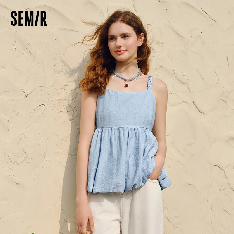 

Semir Shirt Women Sleeveless Bowknot Lovely 2025 New Summer Bud Texture Suspender Top French Style for Summer Parties
