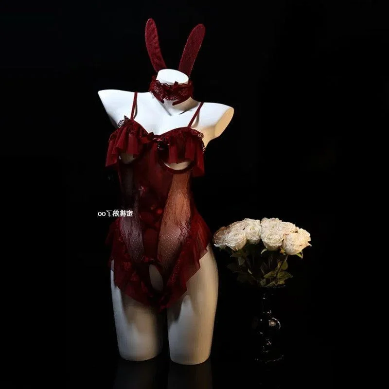 

Изысканное сексуальное кружевное платье с вырезами, красное, в стиле «Дьявольское искушение», Gogo Peach Maturi, чувственное, в стиле «Девушка-кролик», без бретелек