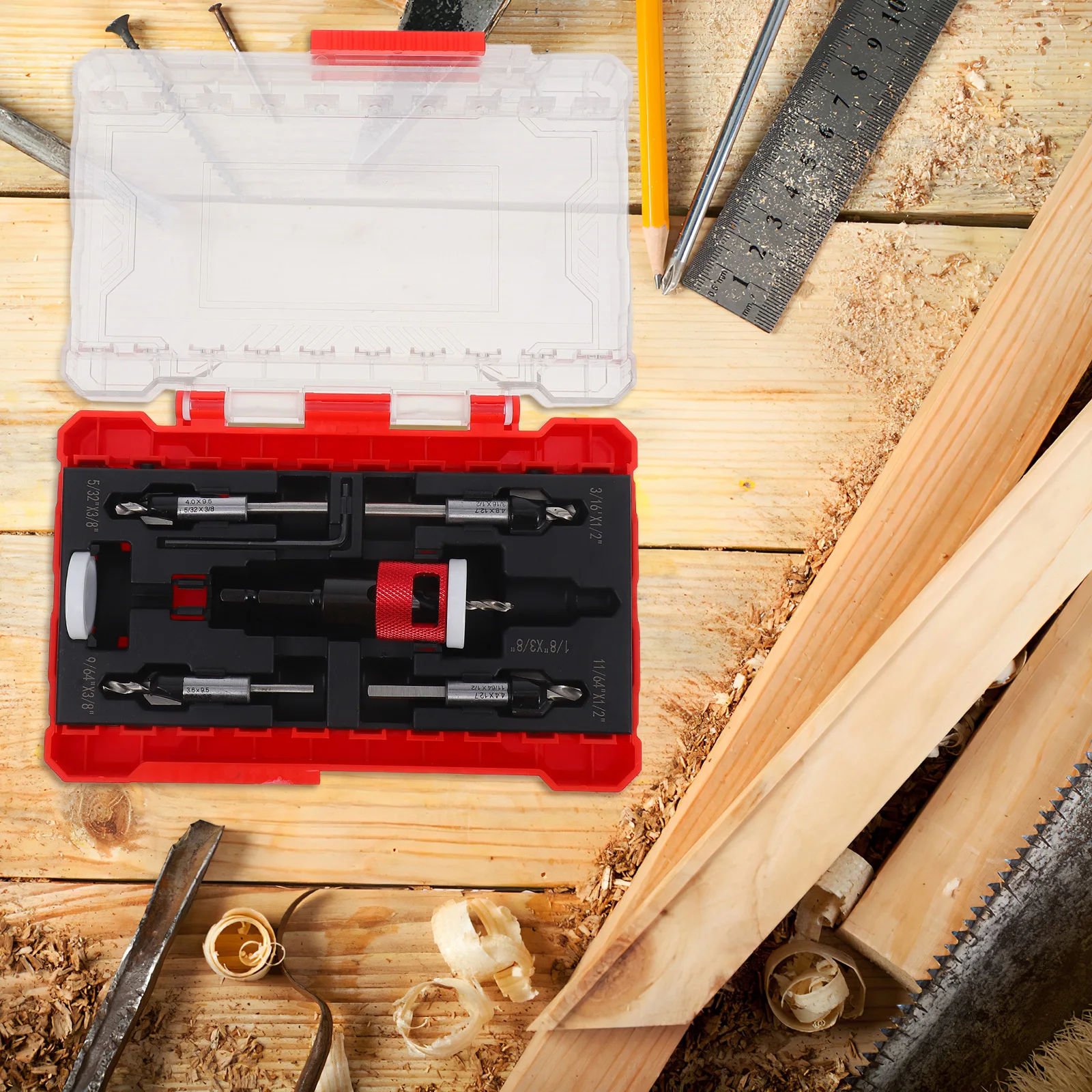 

1 Set Countersink Drill Bit Set Woodworking Depth Stop High Efficiency Sturdy Multifunctional Countersink Bits Kit Carpentry