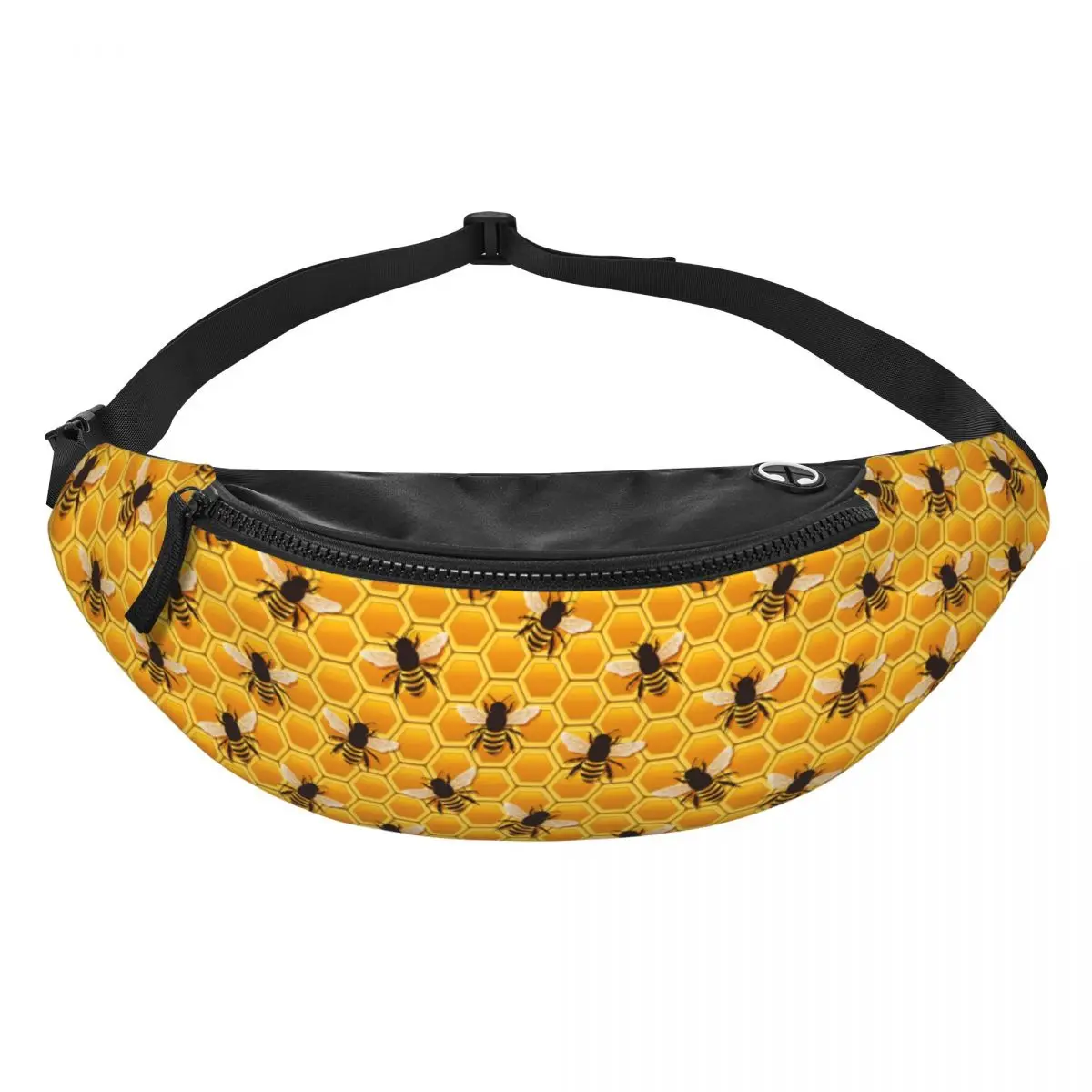 Custom Honey Bees Fanny Pack Women Men Casual Crossbody Waist Bag for Running Phone Money Pouch
