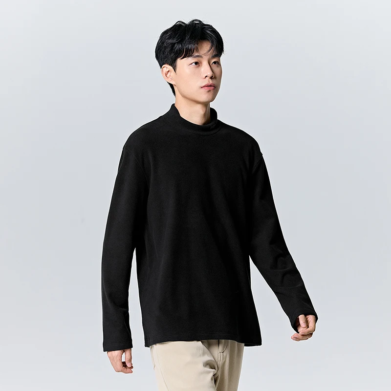 Semir 2024 Long-Sleeved T-Shirt Men  Winter New Solid Color Heated Turtleneck Winter Bottoming Shirt Fashionable Pullover Top