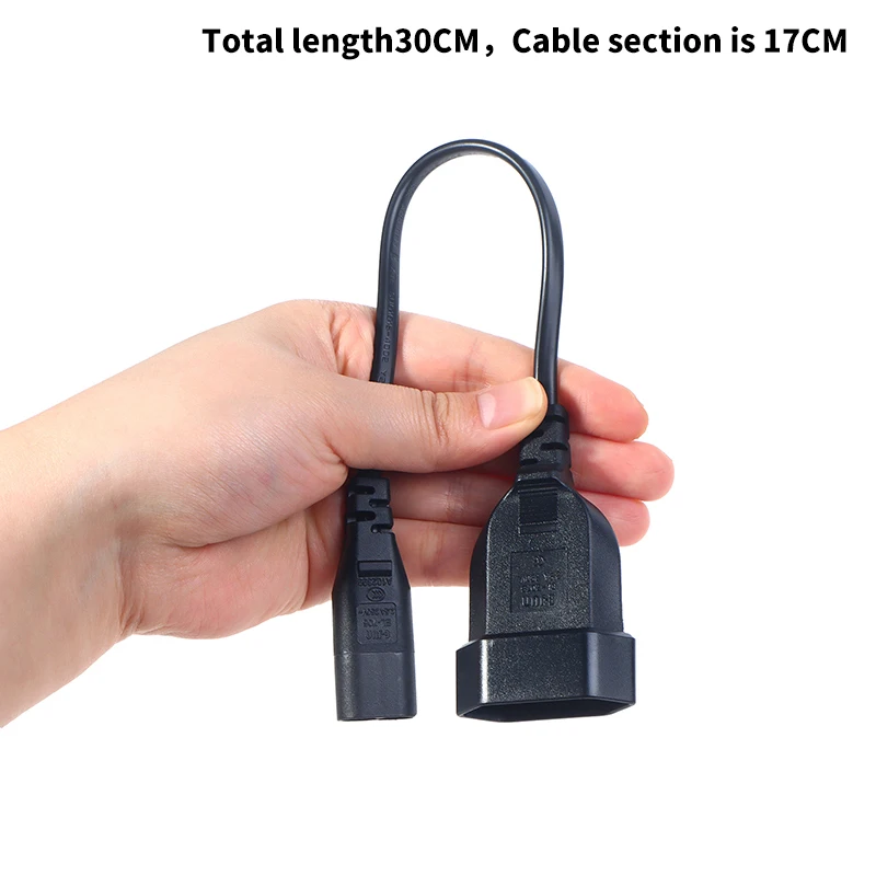 1Pc For PDU UPS 25cm IEC320 C8 Male To Europe Schoko CEE7/16 Outlet Female Socket Power Extension Cable