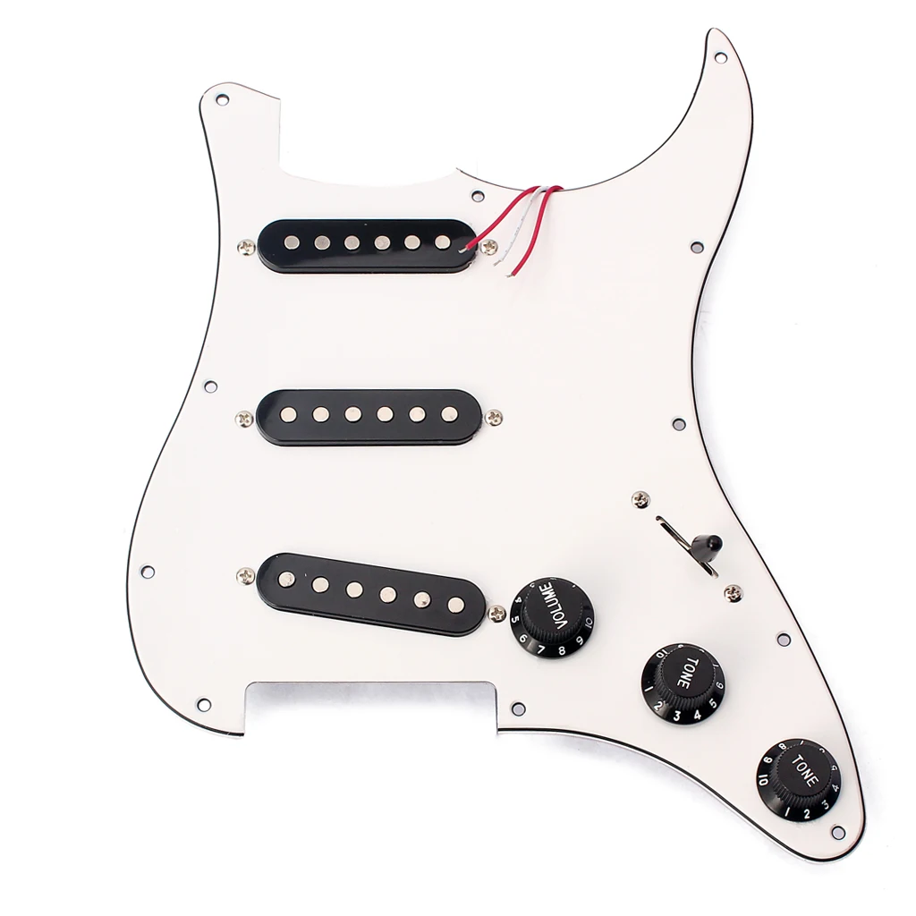 

3 Ply SSS Electric Guitar Part Prewired Loaded Pickup Pickguard Assembly White