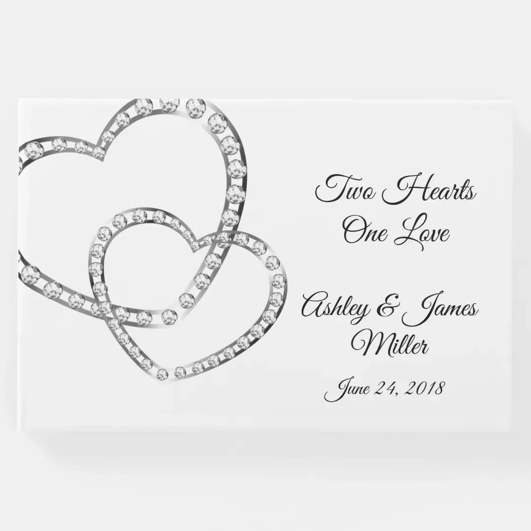 

Custom Wedding Guest Book, Two Hearts One Love Guest Book, Signature Book, Wedding Keepsake, Valentine's Day, Anniversary