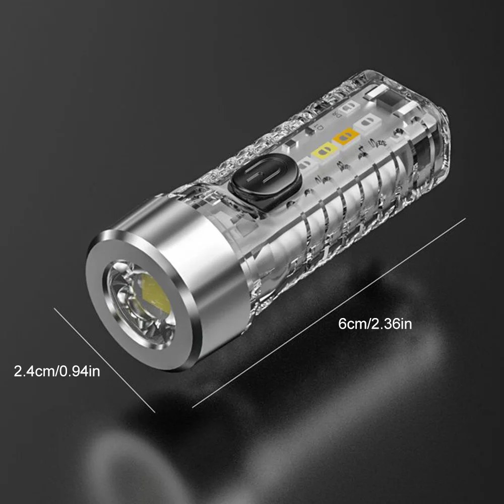 Keychain Light Outdoor Home Mini Luminous Multi-function Red And Blue Flashing Rechargeable Strong Light Flashlight