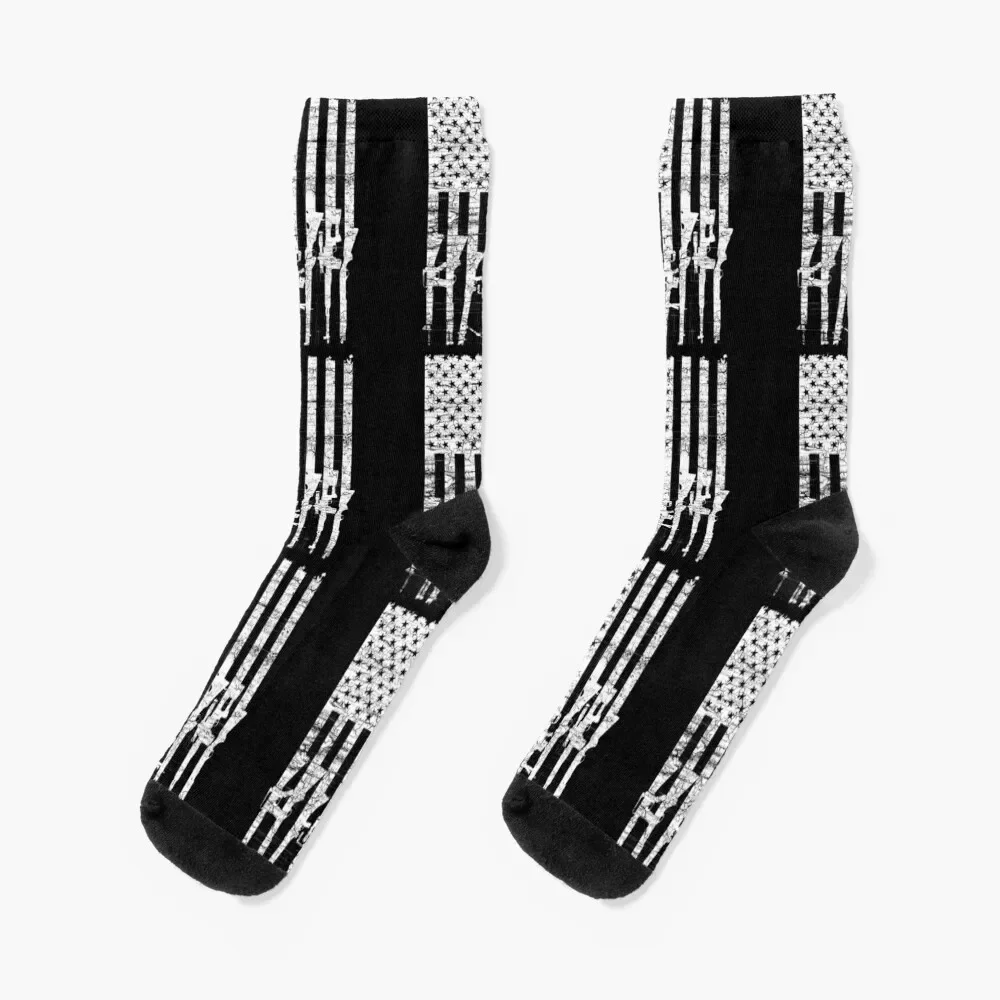 USA Gun Rifles Flag, American Patriotic 2A 2nd Amendment, Weapon, Guns Firearm Loving Design Art Gift Men Women Socks