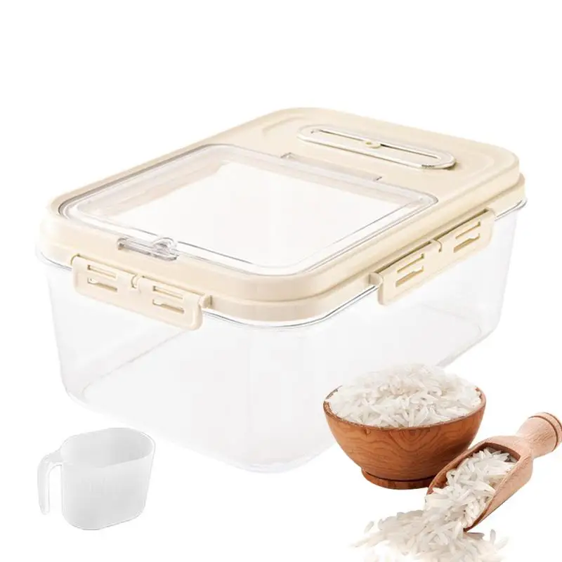 Rice Storage Container Grain Storage Jar Rice Storage Container Airtight Food Container Rice Holder Bin With Measuring Cup For