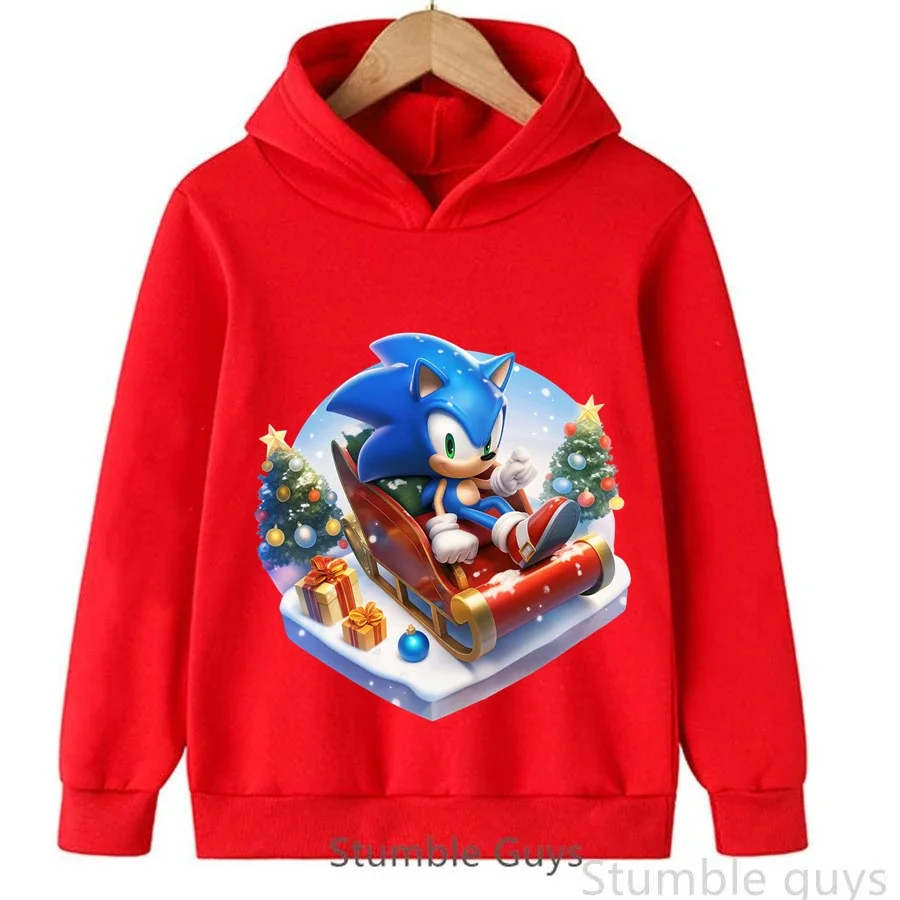 Sweat à capuche Sonic pour enfants, combinaison de camion d'automne pour garçons et filles, vêtements de dessin animé, cadeau de noël, vêtements chauds et confortables ​