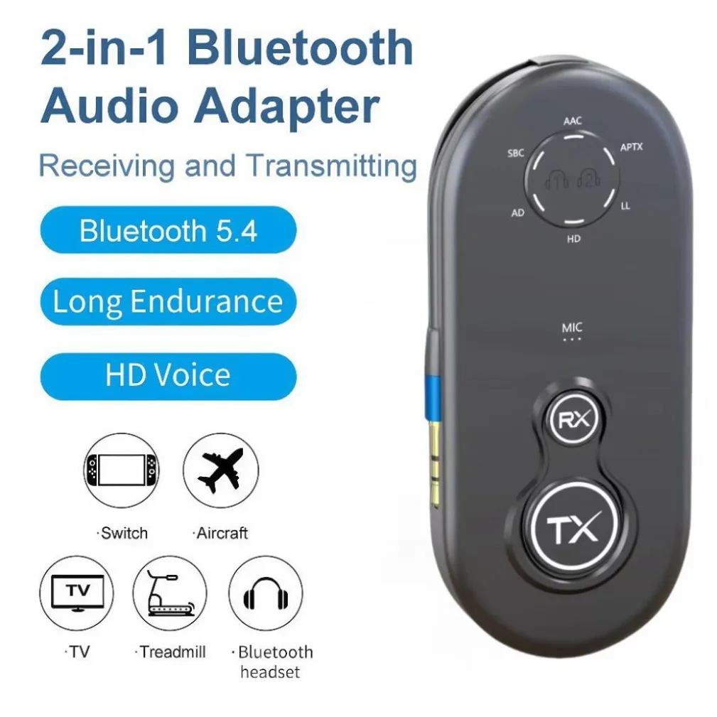 Airfly Amazon Hot Bluetooth 5.4 Adaptador 2 en 1 Transmisor Receptor Adaptador de audio inalámbrico 1 a 2