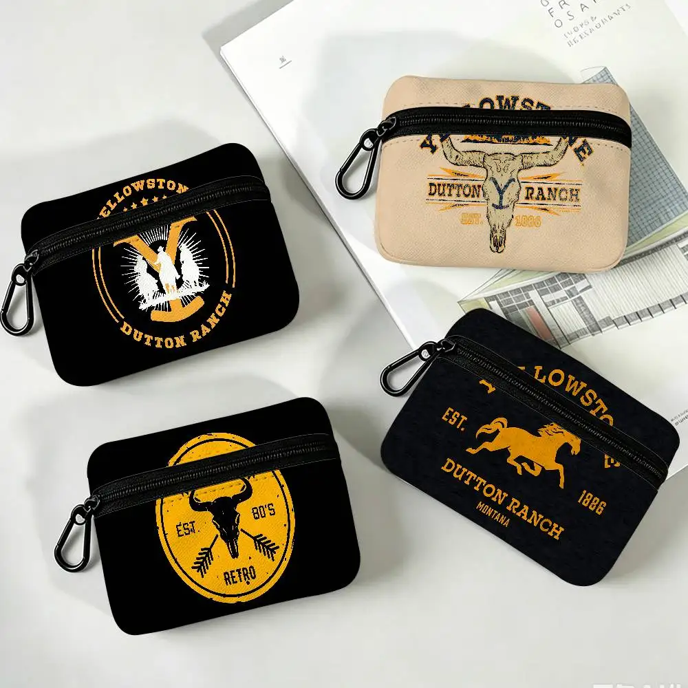 Y-Yellowstone D-Dutton Ranch Oxford Cloth Zipper Wallet Multifunctional Hanging Coin Bag For Credit Cards Keys Coins Earbuds