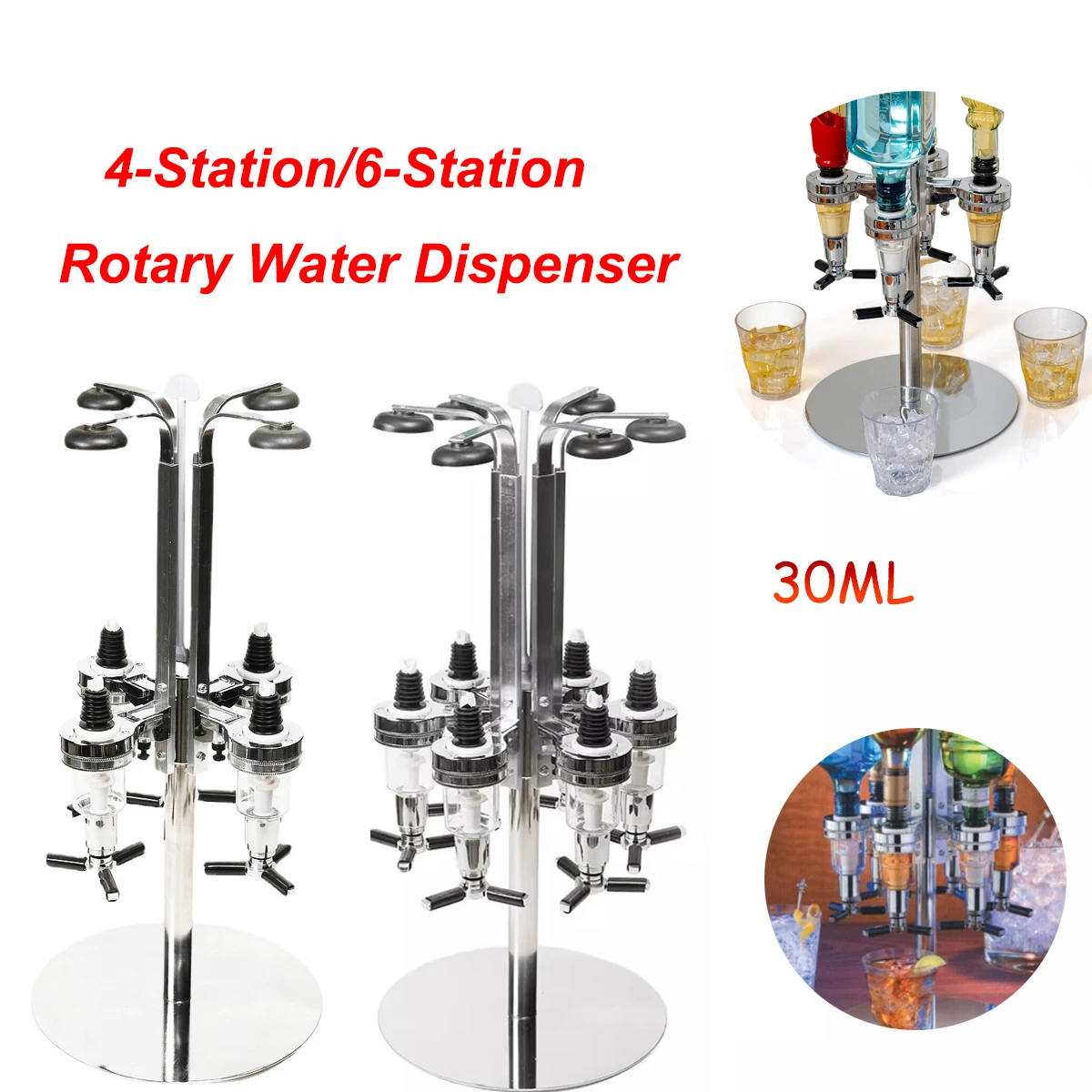 4-Station/6-Station Rotary Water Dispenser 30ML A Perfect Accessory for Any Home Bar or Private Space Kitchen Storage Rack