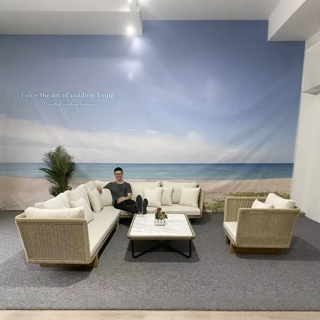 Conjunto de sofás para Patio, muebles de cuerda para ocio, jardín, conversación seccional, muebles de exterior, juego de sofás