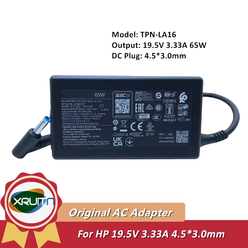 

Genuine TPN-LA16 TPN-CA16 19.5V 3.33A 65W TPN-CA17 AC Adapter For HP L25298-001 A065R157P Laptop Power Supply Charger 710412-001