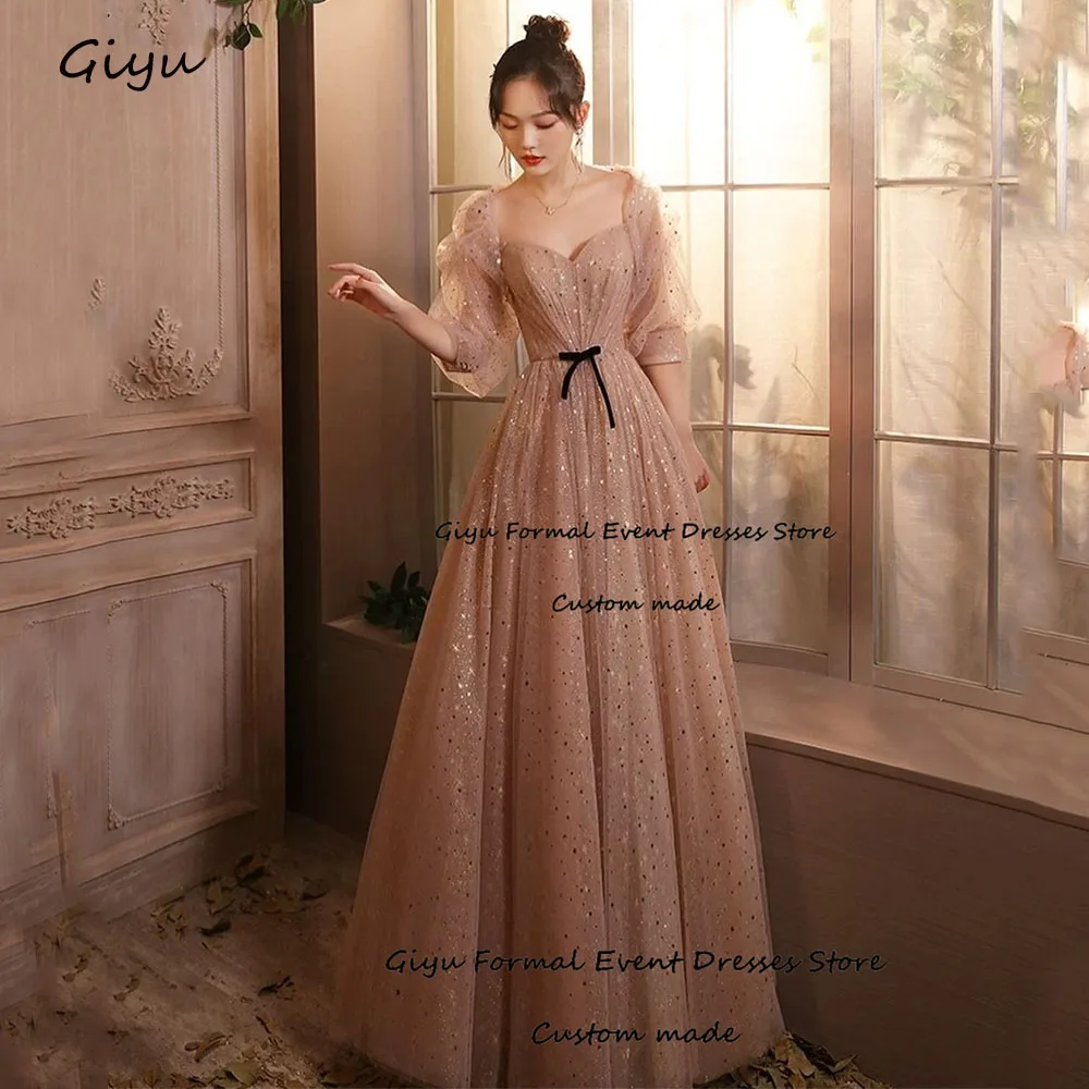 

Giyu Fairy Shining Korea Wedding Dress Photo Shoot A-line Sweetheart Collar Black Bow Evening Gown Dress Birthday Party Dress