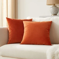 Orange Velvet Cushion Cover Soft Pillowcases 45x45 Nordic Home Decor Pillow Cover for Sofa Throw Pillows Decorative 40x40 30x50