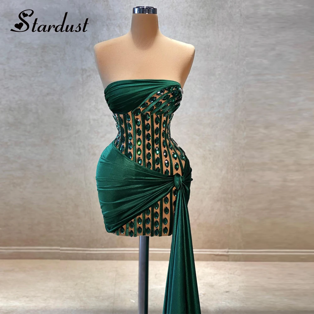 Stardust Vintage Bodycon Homecoming Dress for Girls with Illusion Strapless Pleats Sleeveless Vestidos De Graduacion Customized