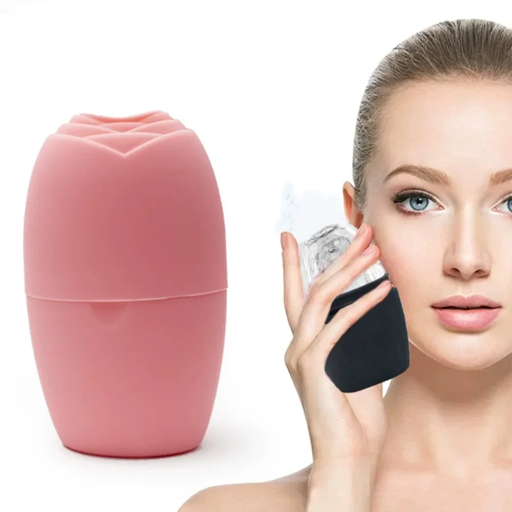 Rose Ice Face Roller Siliconen ijsvorm voor gezicht optillen Wallen Gezichtsmassager Roller Krimpen poriën Schoonheid Huidverzorgingshulpmiddelen