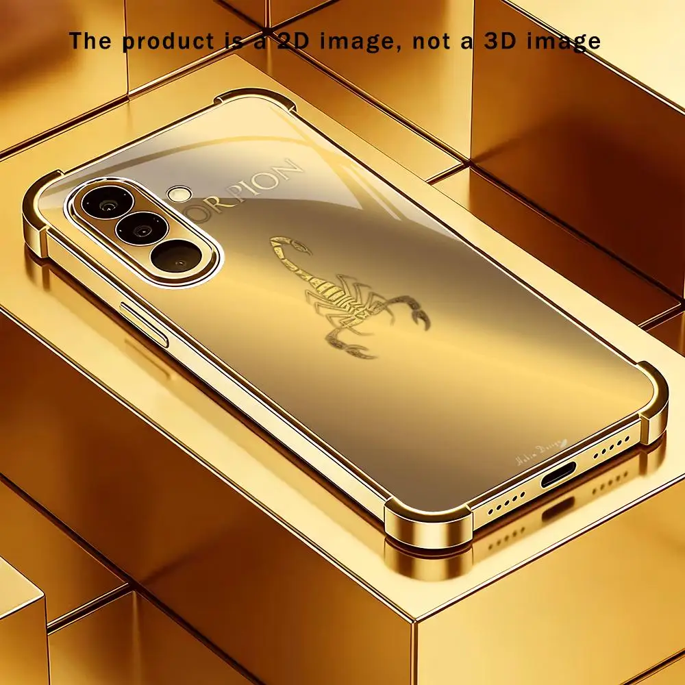 Golden Scorpion electroplated glass phone case suitable for Samsung Galaxy S26 S25 S24 S23 S22 S20 FE/Ultra/Plus anti drop