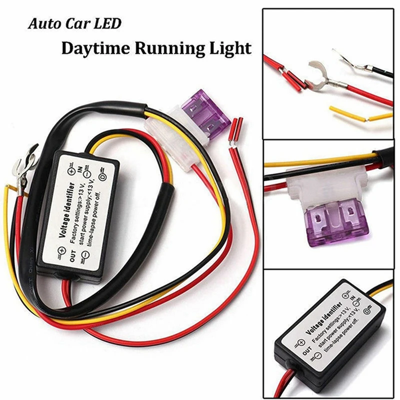 2X Car LED Daytime Running Lights Controller Relay Harness Dimmer On/Off 12-18V Fog Light Controller DRL Controller