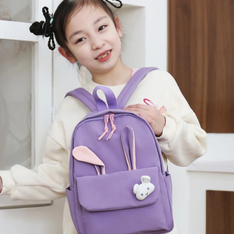 Ransel anak SD telinga kelinci, ransel tiga dimensi anak perempuan ringan lucu