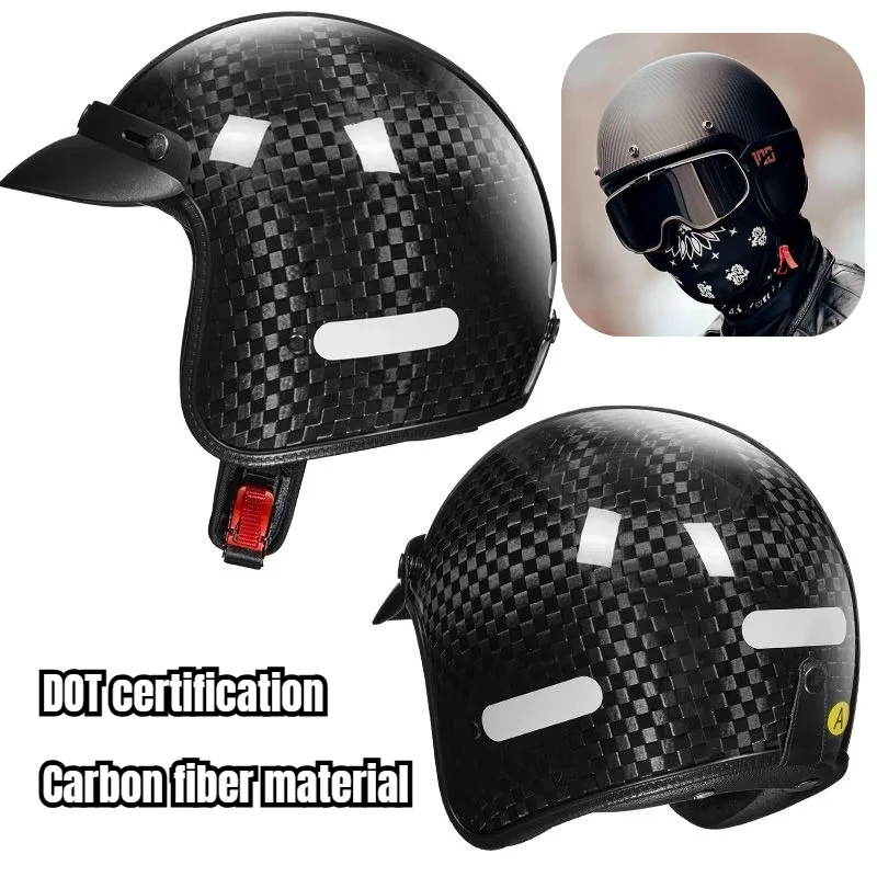 

DOT Retro Open Face Motorcycle Low Profile Helmets 3/4 Half Helmet Vintage Four Seasons Unisex for Adult Men Women for Motocross