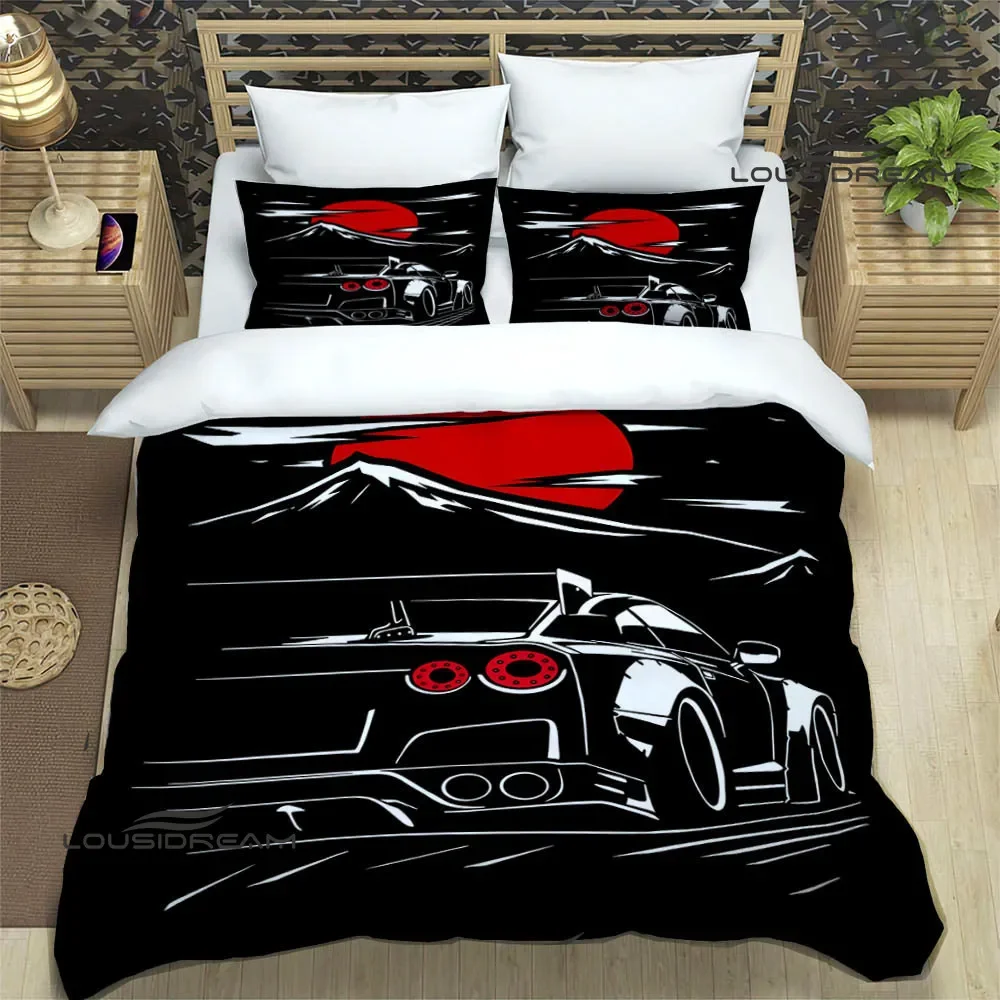 Imagem -03 - Gtr Racing Retro Impresso Conjuntos de Cama Requintado Cama Suprimentos Consolador de Luxo Capa de Edredão Presente de Aniversário