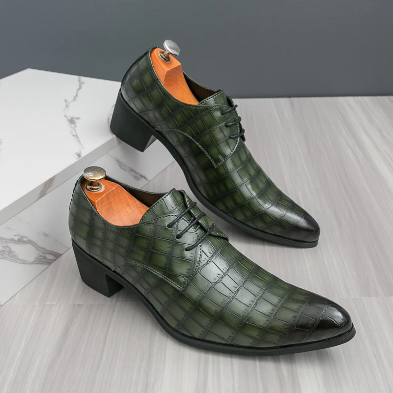 

Итальянские брендовые мужские туфли на высоком каблуке, черные кожаные лоферы с острым носком, мужские модельные туфли-оксфорды, роскошные деловые мужские туфли