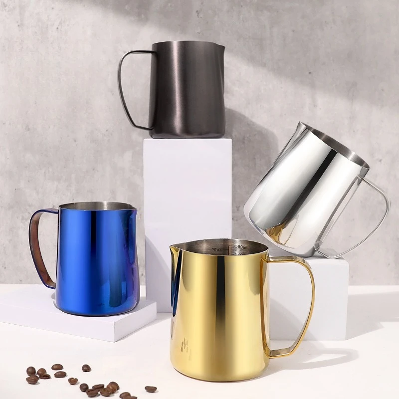 

Milk Jug 350/600ML Stainless Steel Frothing Pitcher Pull Flower Cup Coffee Milk Frother Latte Art Milk Foam Tool Coffeware