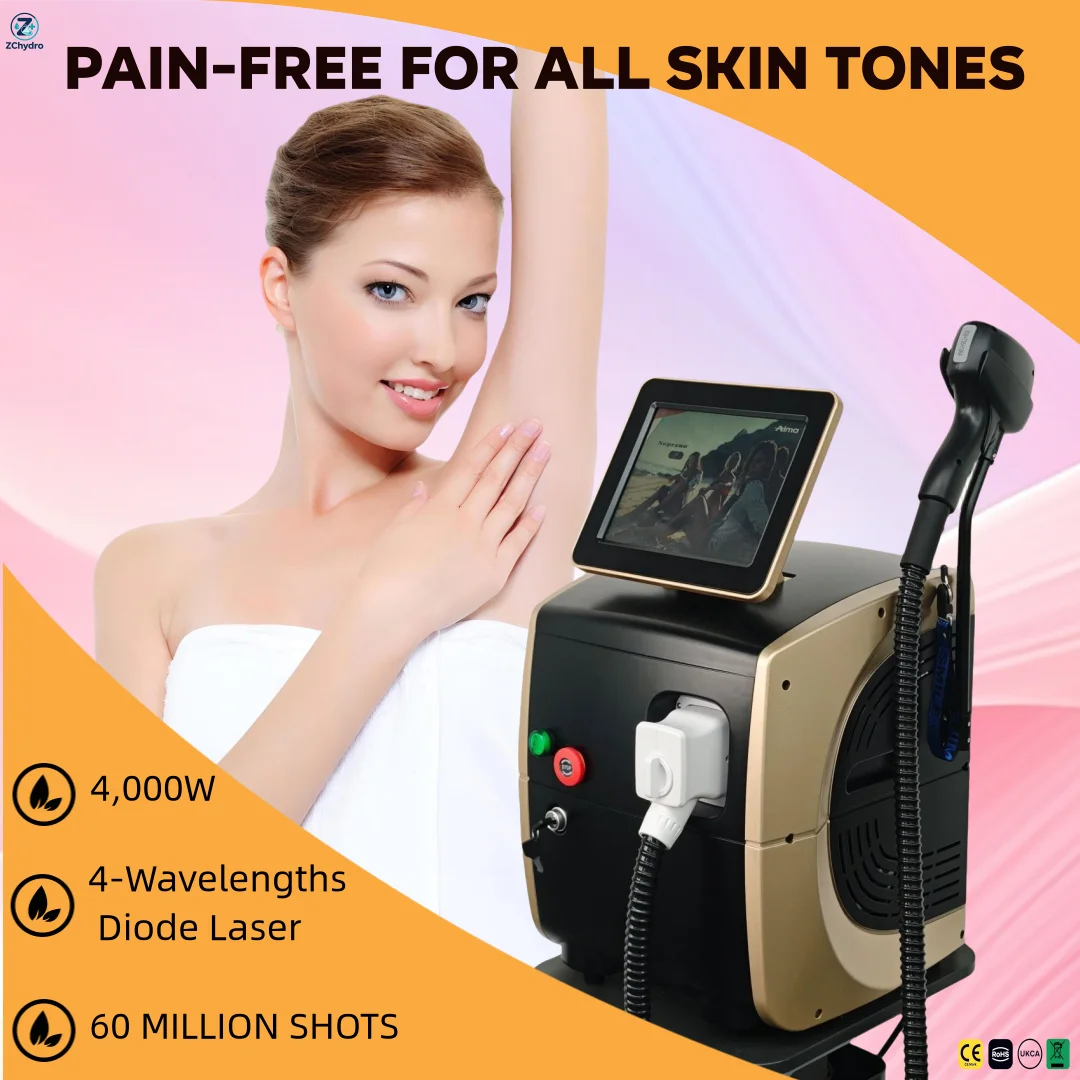2026 Premium Diode Hair Remover 4-Wavelengths 755/808/940/1064nm Ice Cool & Painless for All Skin Types60 million Flashes Long L