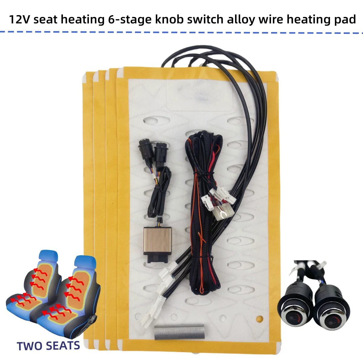 

Универсальное отопление сидений 12 В, 6-ступенчатый поворотный переключатель, грелка из легированной проволоки, можно установить два сиденья
