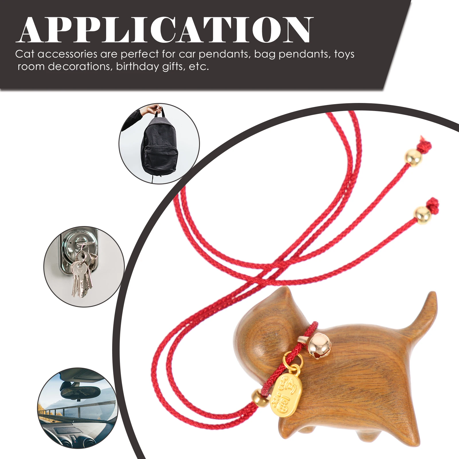 

Wooden Car Ornament Delicate Pet Accessory Keychain Decorative Statues Diy Crafts Adorable Animal Pendantcat Car Hanging Decor