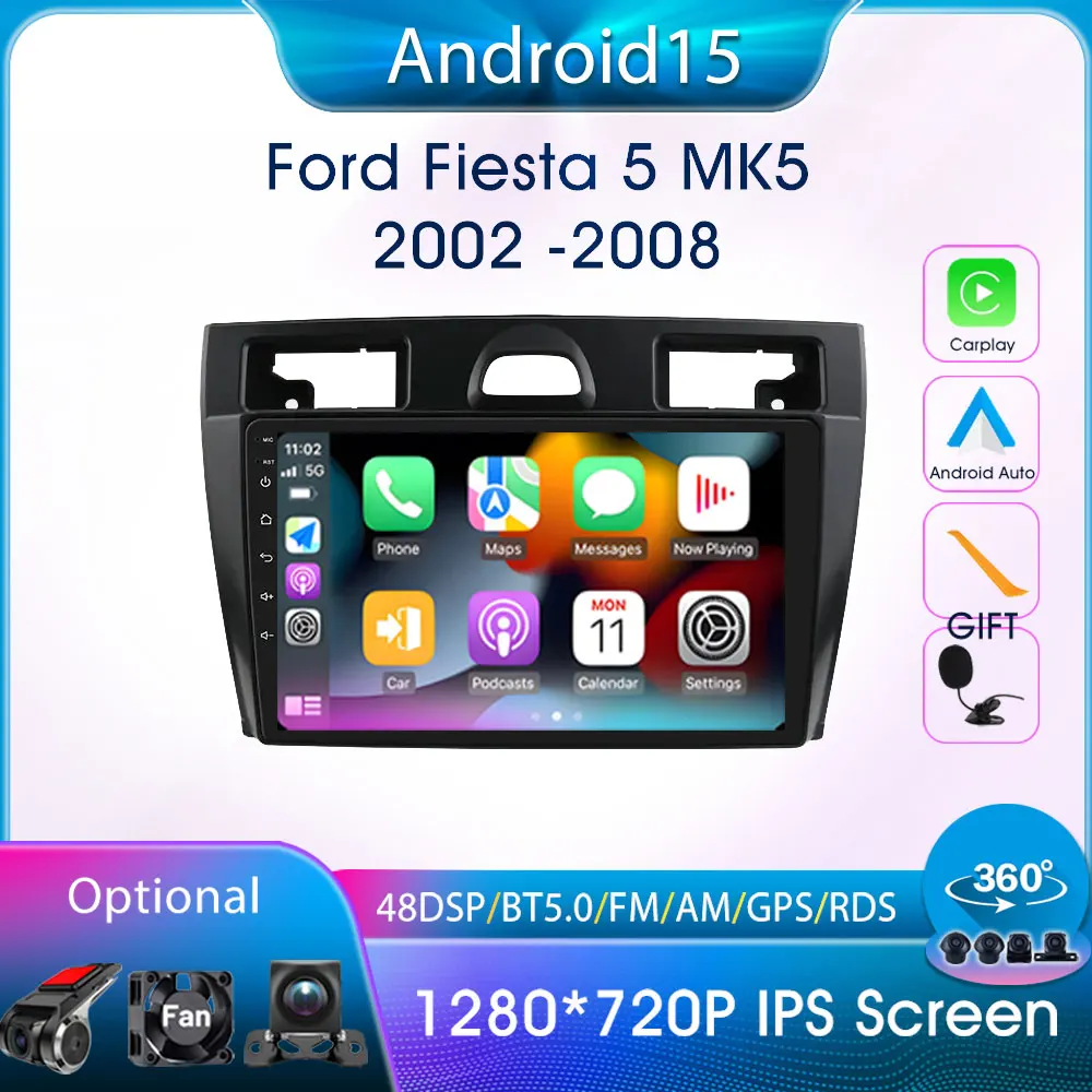 

2din Android 15 Car Intelligent Systems For Ford Fiesta 5 MK5 2002-2008 Carplay Android Auto Car Radio GPS Touch Screen Radios