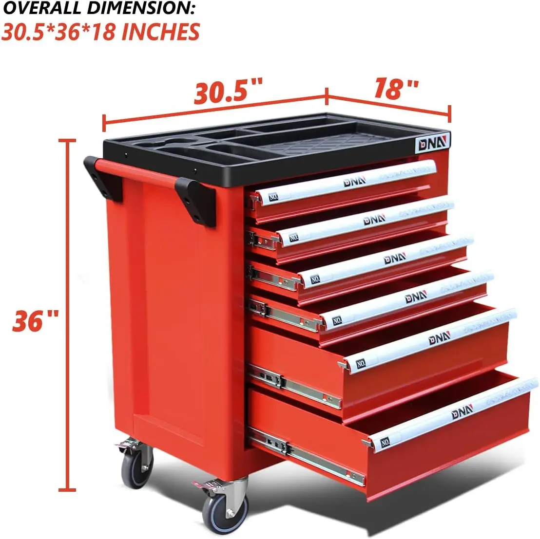 Nieuw Pakket Dna Autorijden 36 "H X 30.5" W X 18 "D Heavy Duty Afsluitbare Dia Tool 6-Lades Kist Rollende Gereedschapskar Kast