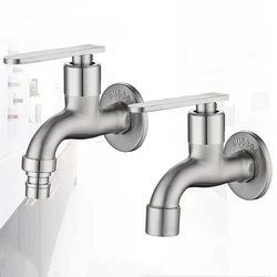 1PC 304 Stainless Steel Bibcock Washing Machine Faucet Antifreeze and Explosion Proof Single Cold Mop Pool Quick Open Tap G1/2'