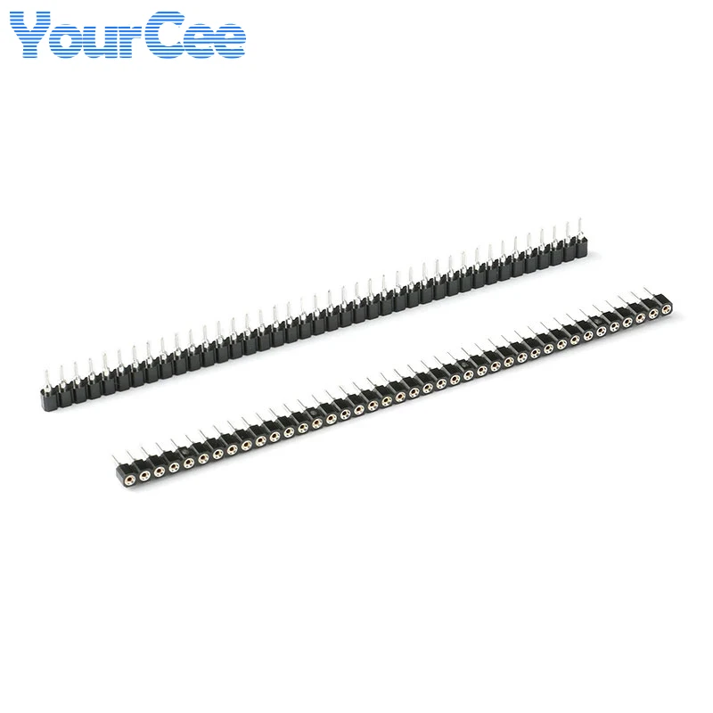 5Pairs Connector Pin Header Strip 5pcs Male + 5pcs Female Header Single Row 40Pin 2.54mm Pin Connector Strip Round Needle 1x40