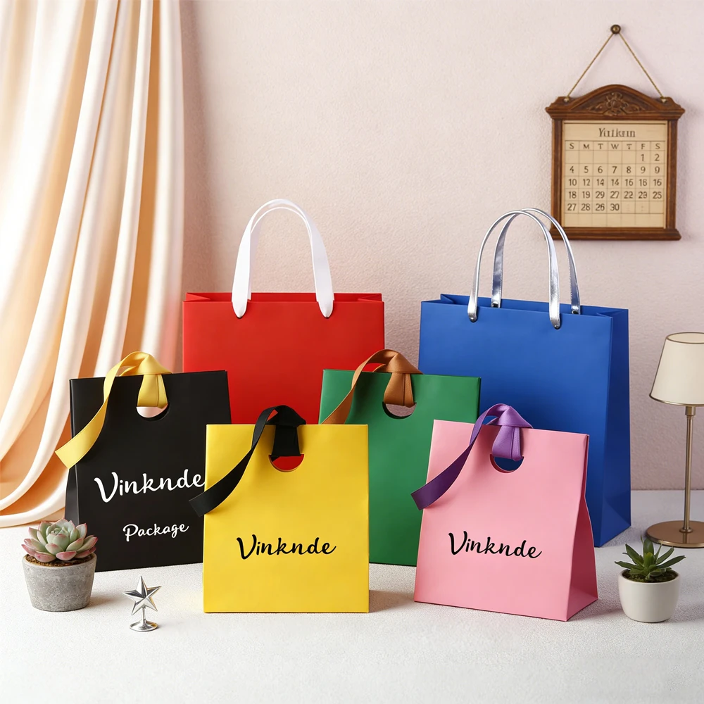 

Custom Logo Printed Grocery Packaging Kraft Paper Shopping Bag with Handle 15.5x13.5x7.5 Paper Tote Bags For Cosmetics Perfume