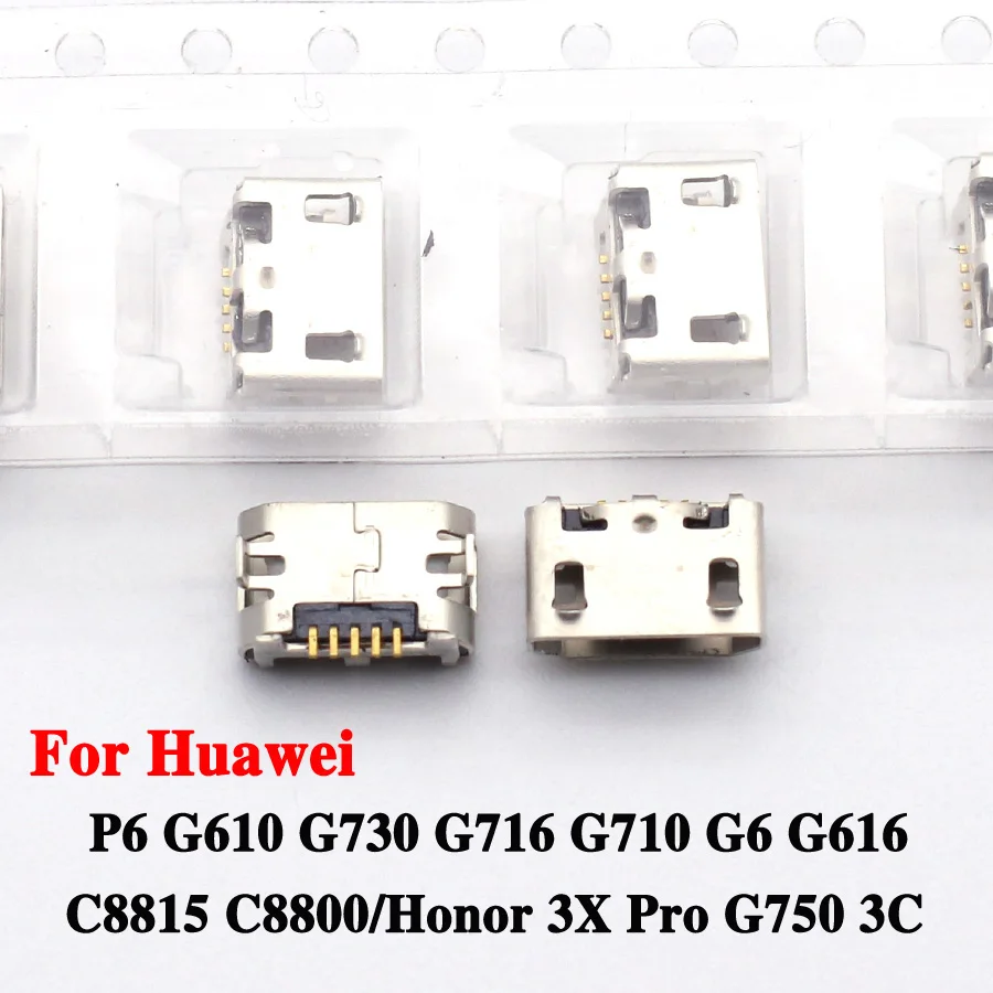 10-100pcs Usb Jack Charging Port For Huawei P6 G610 G730 G716 G710 G6 G616 C8815 C8800/Honor 3X Pro G750 3C Charger Connector