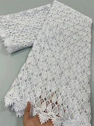 White Guipure Water Lace and Fabric African Nigerian Soluble Lace Fabric Sewing Women's Party Dresses High Quality,5yards 4028