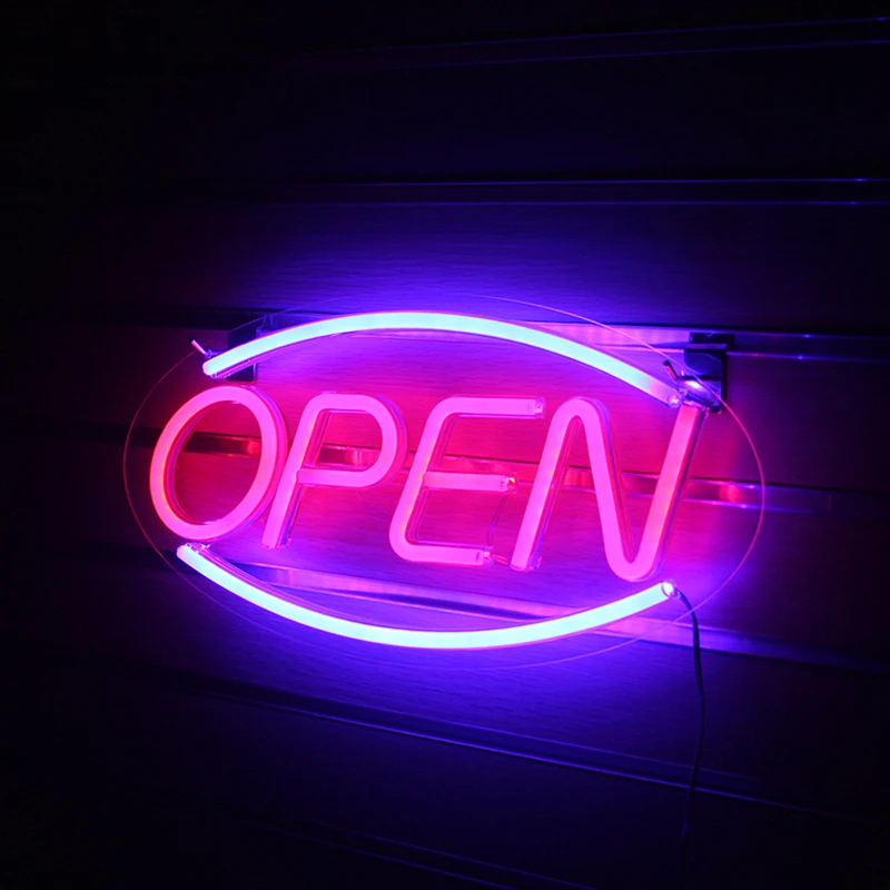 

Wanxing Open Neon Sign Light Wall Hanging Word Signs Store Business Bar Club Wall Deco Commercial Lights Colorful Neon Bulbs