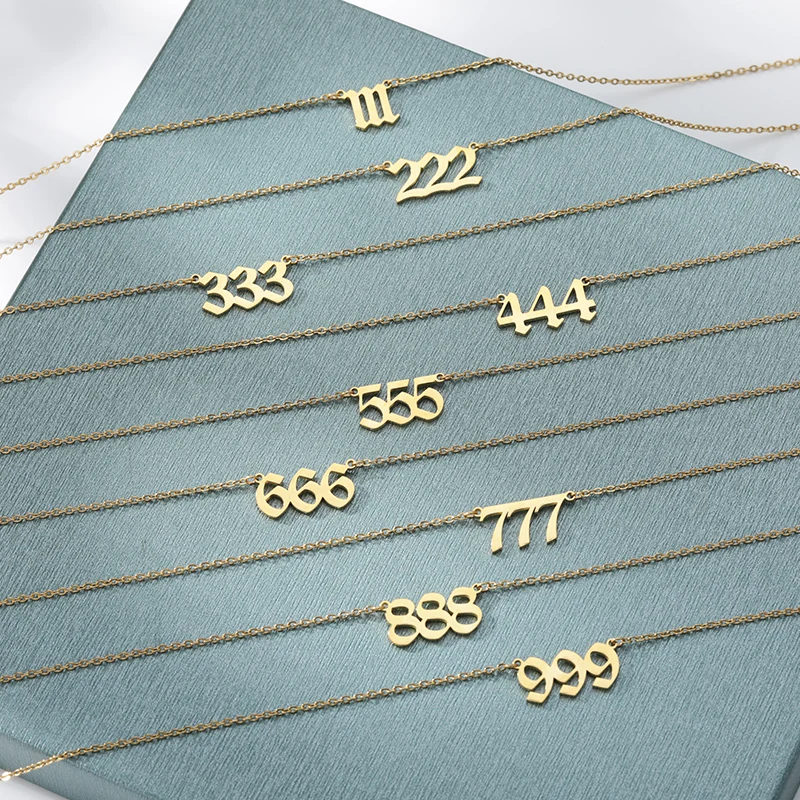 Stainless Steel Angel Number Necklaces 111 222 333 444 Devil Necklace 555 777 888 999 666 Pendant Choker Aesthetic Jewelry image 2