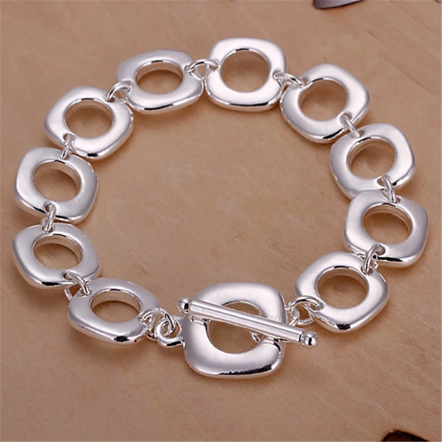

925 Sterling Silver Beautifully Square Color Bracelets New Listings High Quality Fashion Jewelry Christmas Gifts