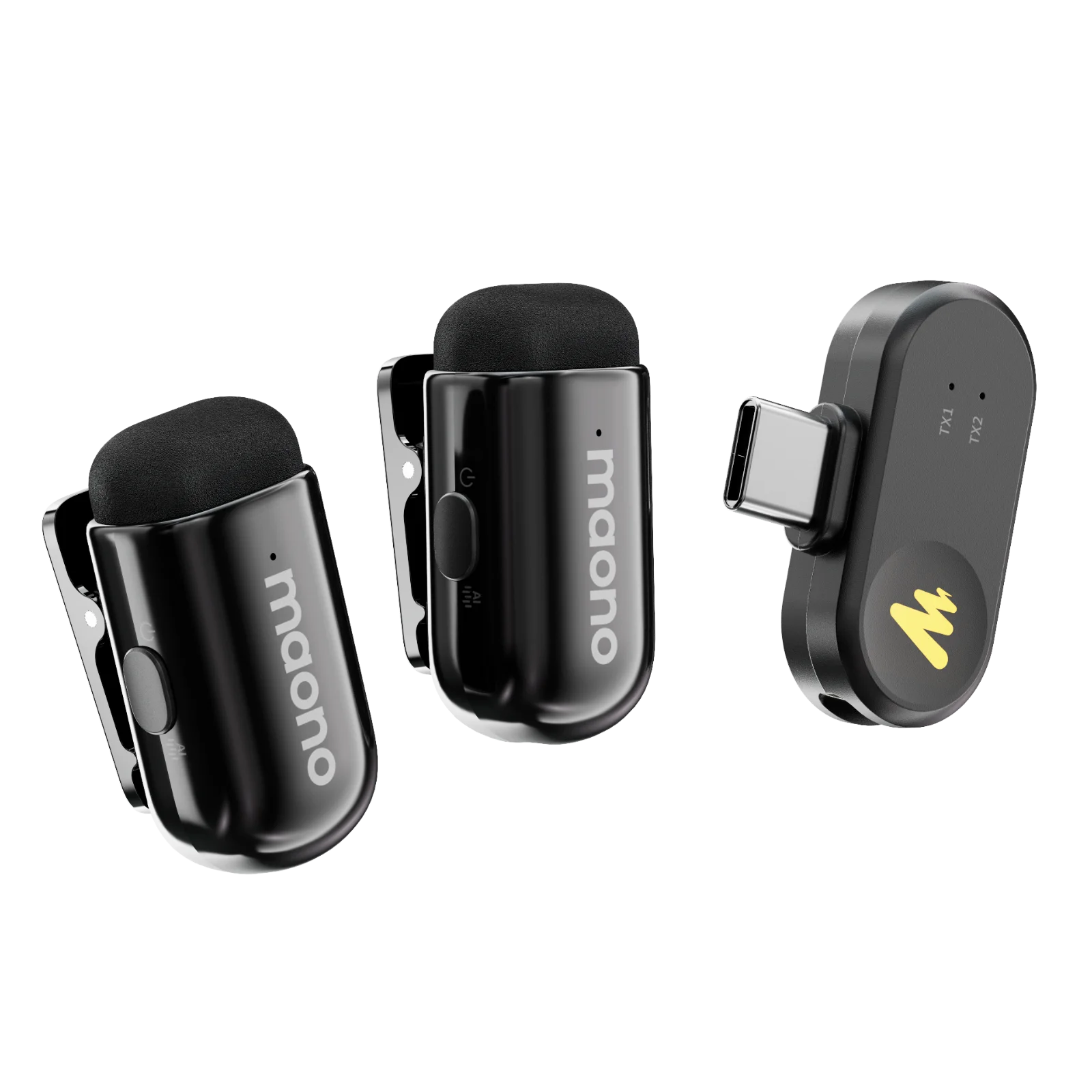 Micrófono inalámbrico de solapa MAONO Wave T1 mini, micrófono de solapa inalámbrico para iPhone y Android, para grabación de video, podcast y vlog.