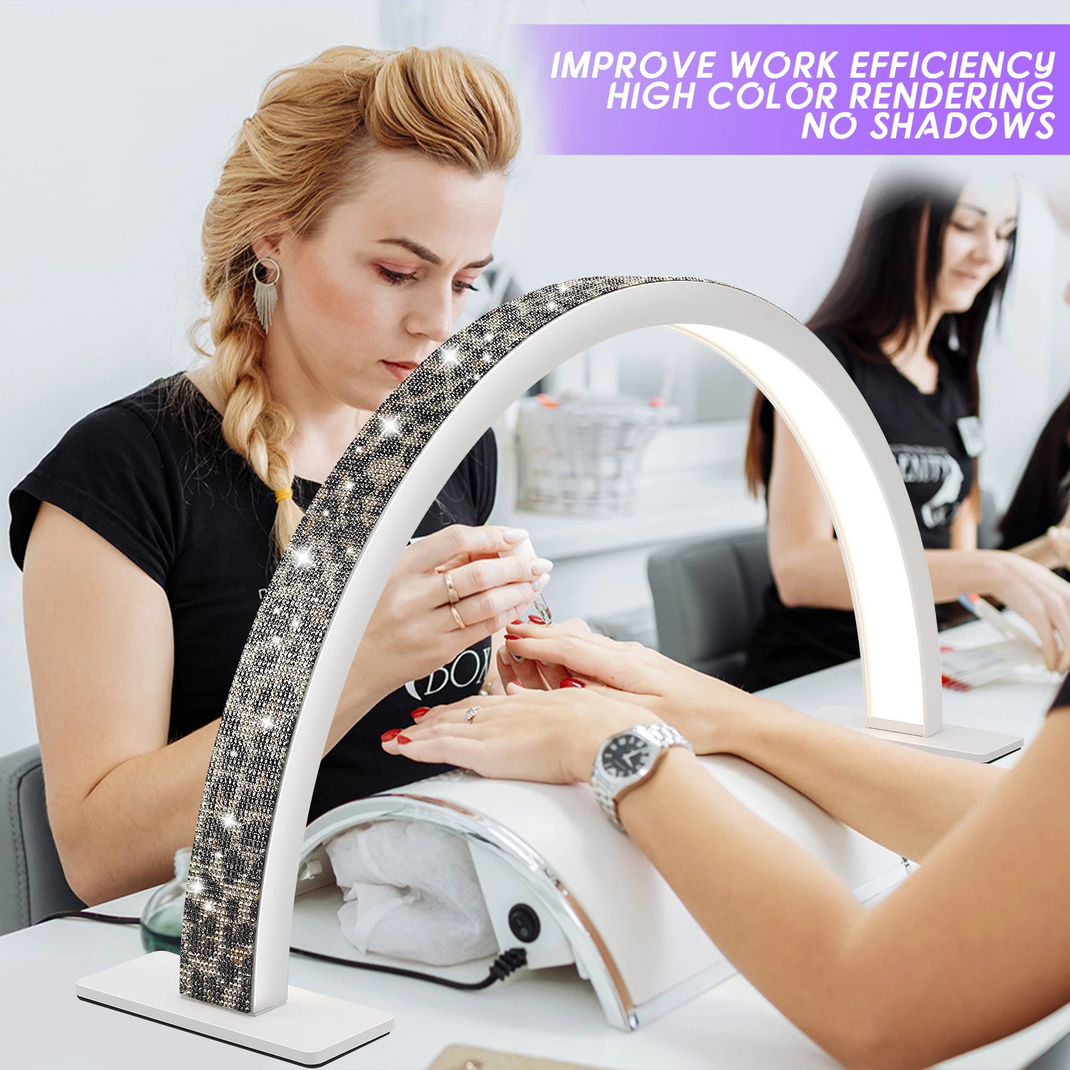 

Настольная светодиодная лампа U-образная заполняющая лампа для маникюра Лампа для ногтей в форме полумесяца с бриллиантами Лампа для маникюра Инструменты для салона дизайна ногтей