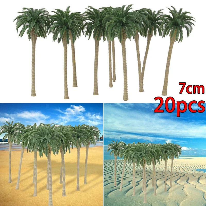 20Pc 1:150 Scale Mini Model Trees Coconut Palm Tree  Sandtable Decor  Model Railway Train Layout DIY Accessories Kids Toys Craft